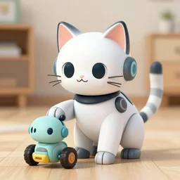 robotcat with a toy