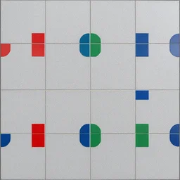 albedo texture of corporate grey flicked vinyl tiles but each tile is randomly red green or blue, flat lighting, contrast, top - down photo, perfectly tileable