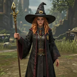 Max Caulfield dressed as a Ravenclaw witch. Unreal Engine, In game capture.