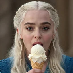 close - up of daenerys licking ice cream