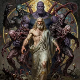 the platonic ideal of moses of cletus kasady ultimate carnage thanos dementor doctor manhattan chtulu nazgul, detailed, intricate, hyperrealism, intense, scary, decay, dmt, art by brock hofer and artgerm and greg rutkowski and alphonse mucha