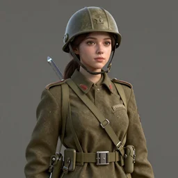 young female ww 2 soldier, octane render, cgsociety, artstation trending