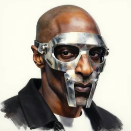 mf doom, detailed poster, detailed composition, use shadow and highlight, opaque paimts, detailed rendered