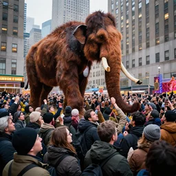 photograph a crowd of people connected to a mammoth algorithm machine. new york thanksgiving parade by shaun tan, slim aarons, zhang kechun, national geographic. octane render. in the style of the fifth element, cyberpunk 2 0 4 9.