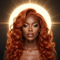 beautiful auburn flower african american goddess portrait by sylvain sarrailh, artstation, radiant halo of light, photorealism, w