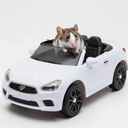 Photo of small mouse driving remote controlled convertible car