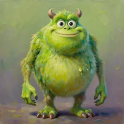 This is a monster, and its name is Greeny, oil painting, 8k