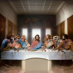 the last supper with dinosaurs instead of humans