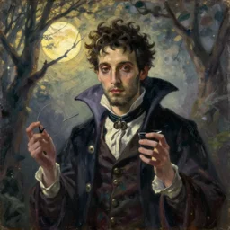 Vampiric Good Morning in the style of Auguste Toulmouche, oil on canvas, 1885