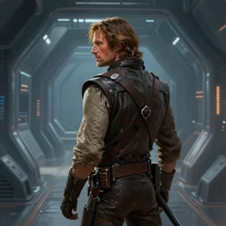 a beautiful digital painting art of a backview of han solo inside the starkiller base, by carl gustav carus, trending on artstation