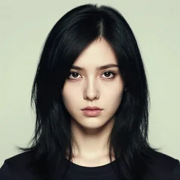 a white girl withblack hair by junji ito, colored, realistic