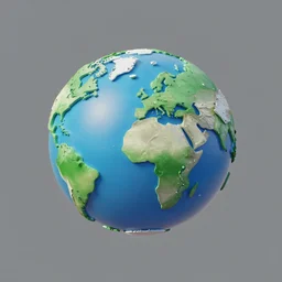 planet earth. 3 d render, isometric view, flat background, volumetric