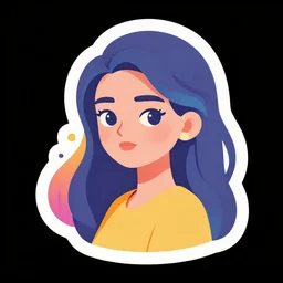 subject, sticker, highly detailed, colorful, illustration, smooth and clean vector curves, no jagged lines, vector art, logo of a girl