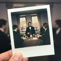 tilt shift photo, extreme dof, 1 9 9 0 polaroid of an a partition at a seance,
