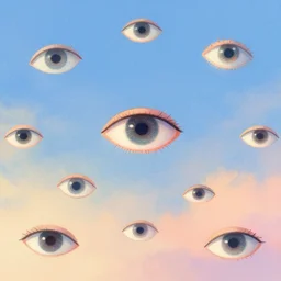 Illustration of the sky with many eyes looking at us