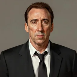 Portrait of a Nicolas Cage as a Mafia boss from 1960s, highly detailed, digital painting, artstation, concept art, smooth, sharp focus, illustration by Artgerm and Greg Rutkowski and Tom Bagshaw