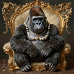 baroque rococo painting posing Fancy Royal Gorilla Greg Hildebrandt Lisa Frank high detail cute whimsical award winning