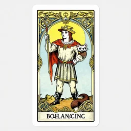 an occult tarot card, the fool, ferret, clever design, ornate border, art deco, art nouveau, playing card