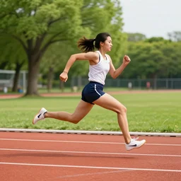 a tree sprinting on the track, magic realism