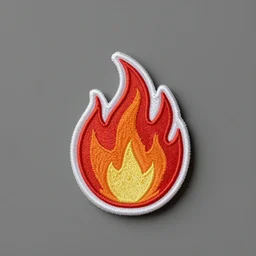 a photo of a retro minimalist clean fire flame warning patch