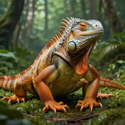 hybrid between an alien and a mutated iguana in the jungle, 3 d render, octane, ray tracing, ultra high resolution, ultra detailed, photorealistic, 8 k