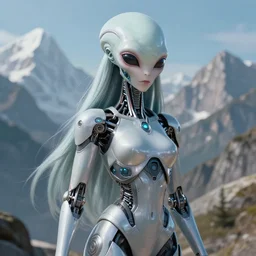 cybernetic alien princess in the mountains, extremely detailed, sharp focus, portrait, smooth, digital illustration, by james jean, by rossdraws, frank franzzeta, sakimichan