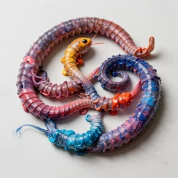 twisted slithers of colored paint