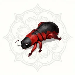 weasel, red - black, mandala