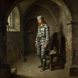 a prisoner woman, detailed interior of medieval dungeon, epic atmosphere, by greg rutkowski, nature by asher brown durand