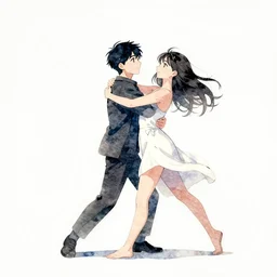 anime modern dance, intricate watercolor painting by greg rutkowski, trending on pixiv