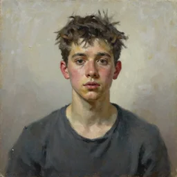 a young rowdy, oil on canvas, brush strokes, hyperrealistic