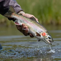 rainbow trout jumping