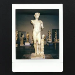 polaroide photo inside of an ancient greek sculpture atelier, award winning photo, color