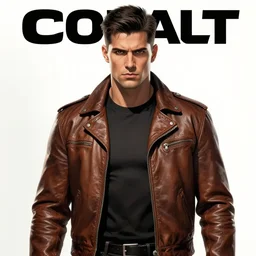 ultra violent comic book cover of a contract killer named cobalt. he wear a brown leather jacket and a white shirt. he has a prominent scar up the side of his face. art by glenn fabry.