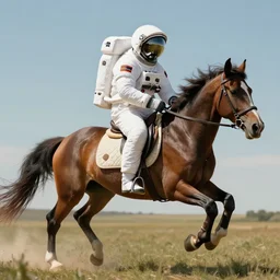 a horse riding an astronaut, hyper - realistic, style by kezie demessance
