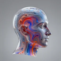a male head made of magnetic fluid