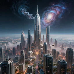 by par olofsson and tristan eaton, visually stunning, cinematic, ultra realistic, hyper realism, 1 2 k, epic, octane render, unreal engine, vfx, maya, what happens when we allow a computer to dream? : one of them dreams got loose again, a city at the edges of the cosmos : pure and beautiful existence, amazing sci - fi city : the power of dreams