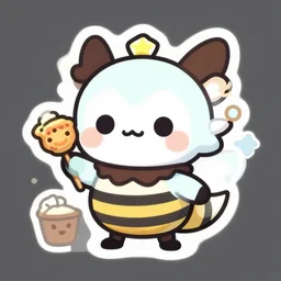 cute miss mascot arcanin arcanin arcanine food sticker art, cronobreaker, beeple game icon