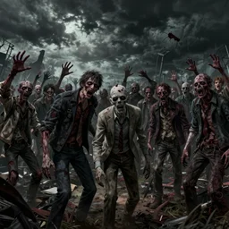 zombie horde, in the style of craig mullins, ruan jia, kentaro miura, greg rutkowski, loundraw
