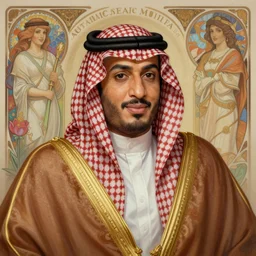 portrait of king of saudi arabia, intricate, elegant, highly detailed, my rendition, digital painting, artstation, concept art, smooth, sharp focus, art by artgerm and greg rutkowski and alphonse mucha and uang guangjian and gil elvgren and sachin teng, symmetry!!