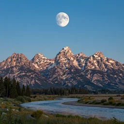 the moon above the tetons and the snake river, by ansel adams,
