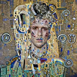 portrait of beautiful young man, warhammer, a lot of scars, readhead, the future ages, highly detailed, artstation, illustration, art by gustav klimt, 8 k quality