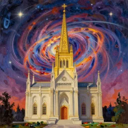 temple of the cosmic chromosphere, masterpiece painted by maxfield parrish, jc leyendecker and hopper