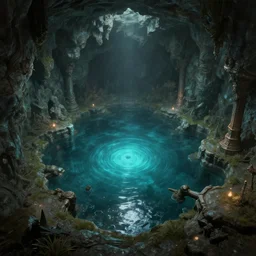 a new design for a underground lake in darksouls 3, highly detailed masterpiece