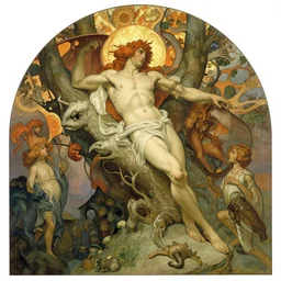 satans fall from paradise into hell by gustave dore, james ryman, wayne barlowe, alphone mucha. beautiful color