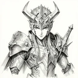 portrait of excalibur umbra from warframe, pen and ink, intricate line drawings, by craig mullins, ruan jia, kentaro miura, greg rutkowski