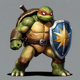 a badass turtle fighter with a shield made out of a turtle shell. greg rutkowski, artgem 6