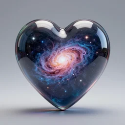 the universe contained in a heart shaped glass 8 k hyperrealism
