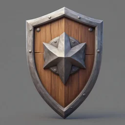 crooked wooden shield, stylized stl, 3 d render, activision blizzard style, hearthstone style