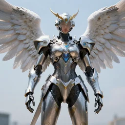 futuristic angel wearing high tech armor, rendered in unreal engine, ultra realistic, 4k